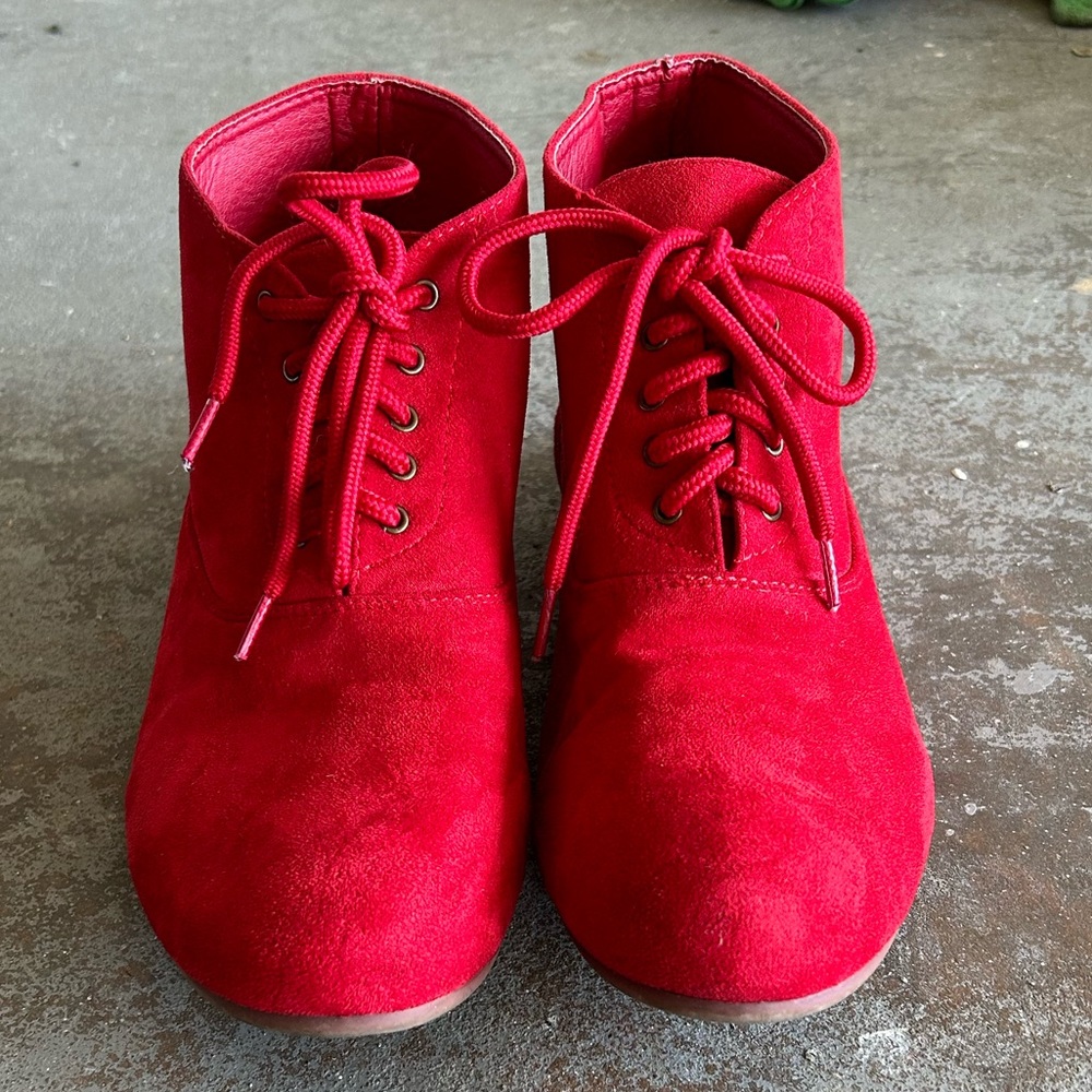 Red Short Boots - Size 8